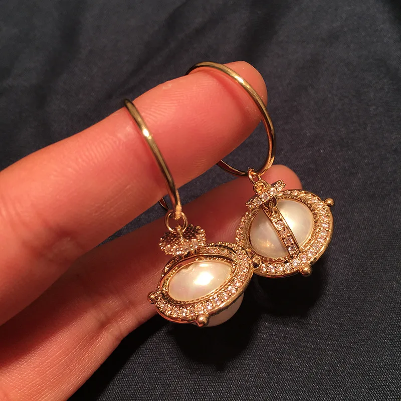 

Queen Lotus 2019 New Pearl Earrings Women Drop Earrings AAA Zircon Jewelry Fashion Jewelry silver 925 pin