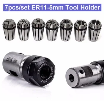 

7pcs collets with 1 ER11A-5mm spindle motor clamp tool rod 1mm 2mm 3mm 4mm 5mm 6mm 7mm Collet Nut shaft motor lengthened clamp