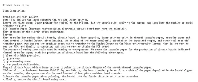 10PCS PCB A4 Thermal Transfer Paper/Board Making Thermal Transfer Paper