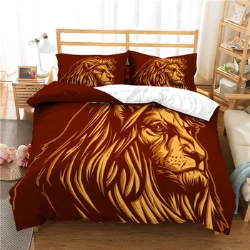 

Lion Series Duvet Set King size 3d Digital Print Bedding Set Queen size Animal Pattern Quilt Set Bedclothes Home Textiles