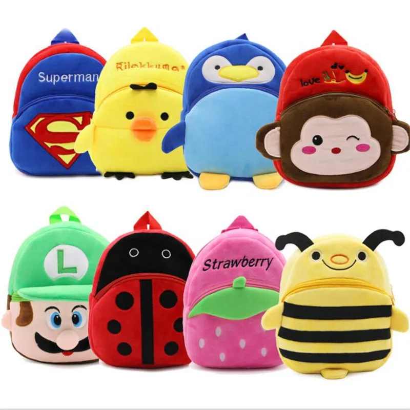 

20*24cm 1-3 years cute cartoon kids plush backpack toy mini school bag Children's gifts kindergarten boy girl baby student bags
