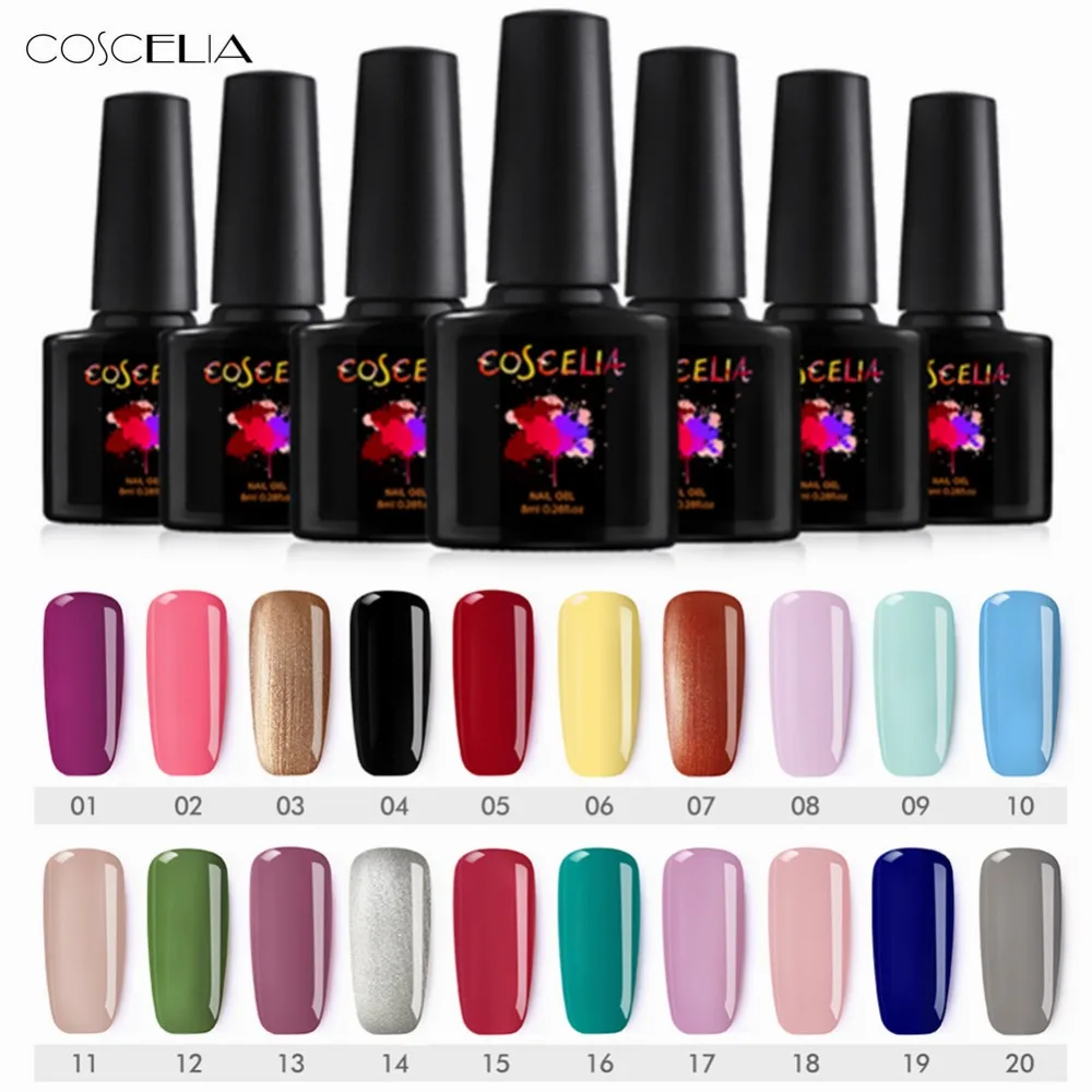 مسمار الفن تصميم مانيكير COSCELIA 40 اللون 8 مللي نقع قبالة المينا هلام البولندية LED الأشعة فوق البنفسجية هلام مسمار البولندية 2018 جديد شحن مجاني مسمار الفن تصميم مانيكير COSCELIA 40 اللون 8 مللي نقع قبالة المينا هلام البولندية LED الأشعة فوق البنفسجية هلام مسمار البولندية 2018 جديد شحن مجاني