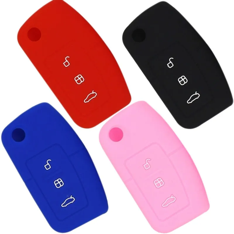 

3 Buttons Car Flip Foldable Remote Key Fob Silicone Cover for Ford Fiesta Focus 2 Ecosport Kuga Escape