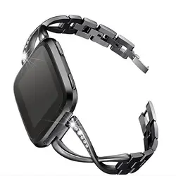 SOONHUA нержавеющая сталь горный хрусталь ремешок для часов 7,6 дюймов 5,3 прочный сменный ремешок для Fitbit Versa Смарт-часы браслет