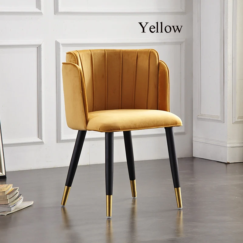 Современная семейная Спальня Кабинет гостиная твердой древесины столовая применимый обеденный стул скандинавский свет роскошный кофе офисное собрание - Цвет: Цвет: желтый