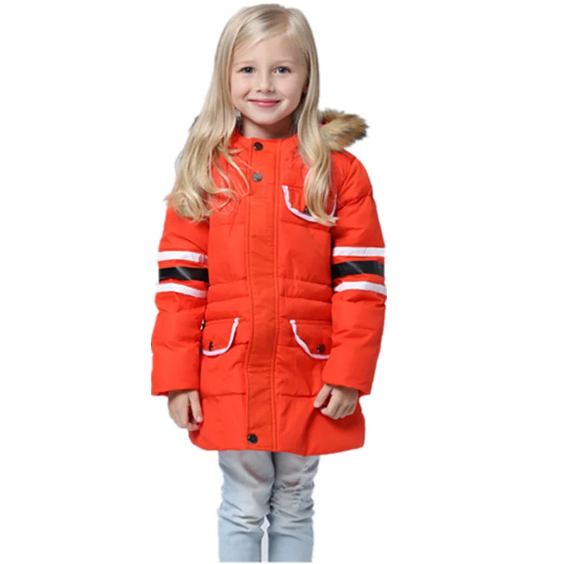 

2016 autumn new children down jacket long paragraph boys and girls fur hat collar coat fashion Europe style winter coat