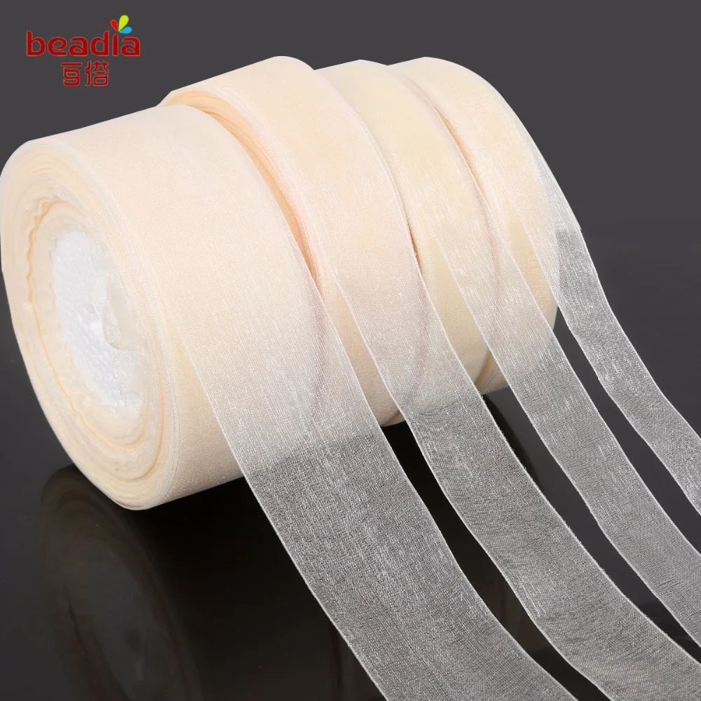 Ivory 15/20/25/38mm 45Meters(50yards) Organza Ribbon Apparel Sewing Fabric DIY Gift Pack Wedding Decoration Tapes Party Supplies