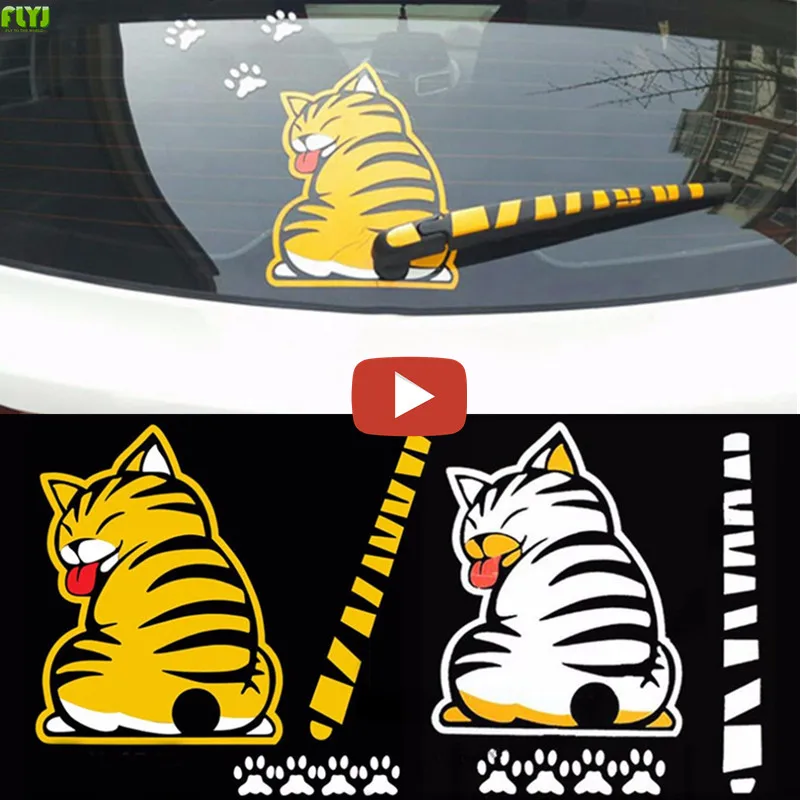 

FLYJ Cat car Stickers Vehicle Window Wiper Decals Good quality UNIVERSAL mini cartoon Car Sticker accessories styling