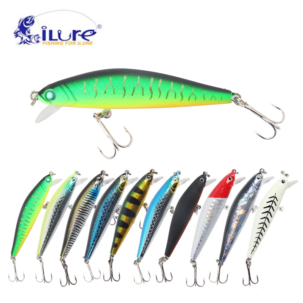 Ilure 2 unids duro señuelos minnow 7 cm 6g buceo artificial cebo plástico duro cebo de pesca wobbler cebo aparejos de pesca Pesca
