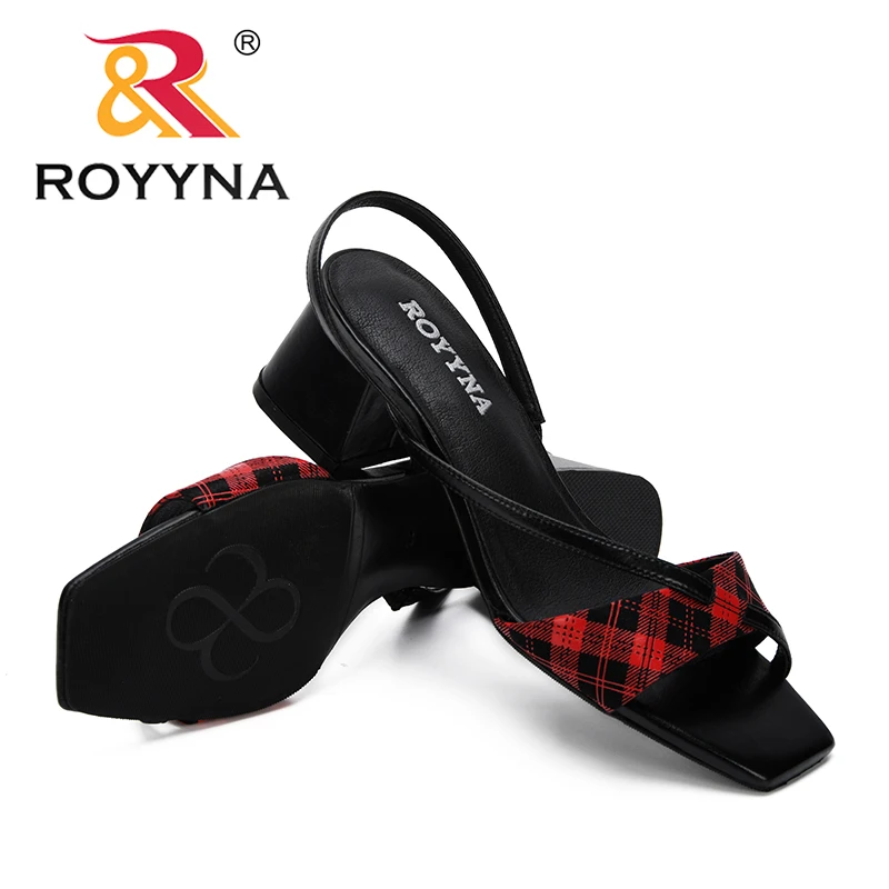 ROYYNA/Новинка года; модные стильные женские босоножки; туфли на высоком квадратном каблуке; Mujer; обувь на День Валентина; Летняя обувь с открытым носком; Femenimo