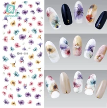 Art Nails DS255 DIY transferência Designer Água traseiro colorido roxo da fantasia Flores prego Quebra Foil Sticker manicure adesivos