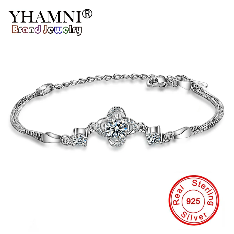 

YHAMNI Solid 925 Sterling Silver Jewelry Bracelet For Women Fashion Ethnic Beads Bracelets & Bangles Jewelry Gift YSL018