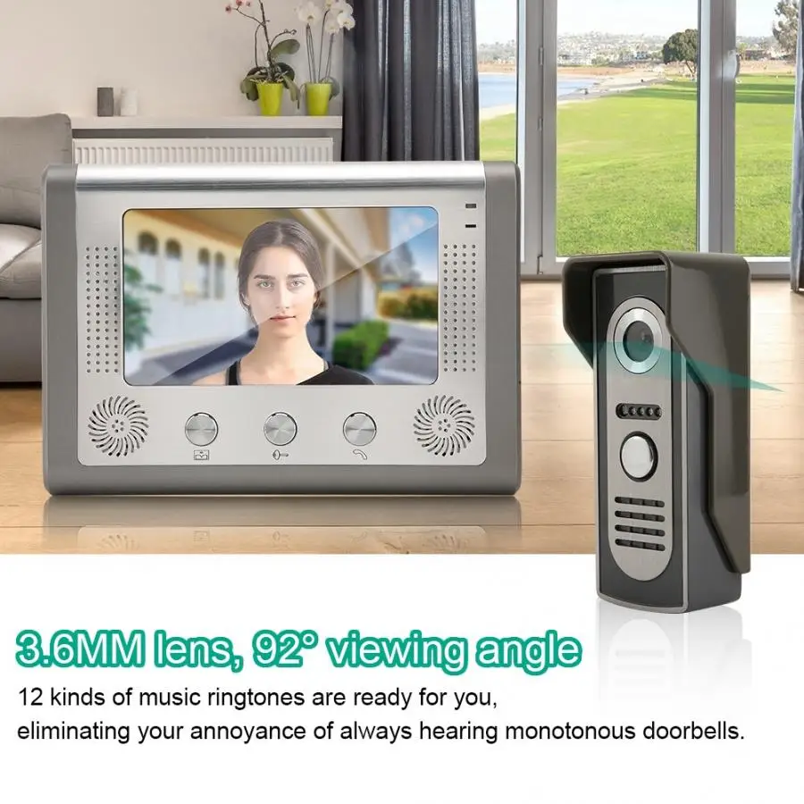 

7" LCD Video Door Phone Wired Intercom Doorbell Kit Home Entry System 1V2 801m12 2019
