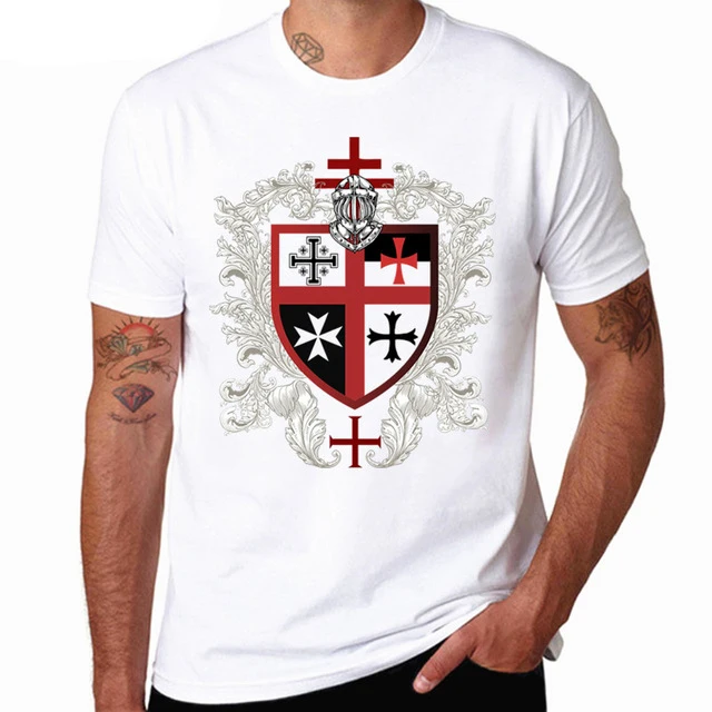 Футболка мужская Templar Knight уличная одежда в стиле Харадзюку белая
