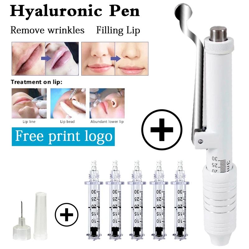 

Hyaluronique Acid Pen Kit Injector Lips Hyaluron Injection Guns For Filling lips Wrinkle Removal Water Injection Free print logo