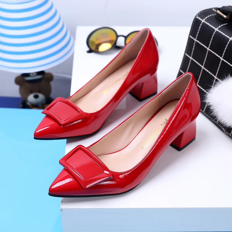 red low heel wedges