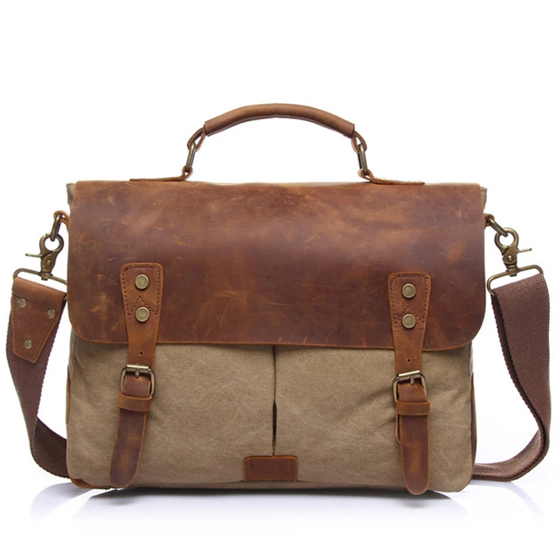 Vintage Brand Canvas Men's Satchel Briefcase Handbags Crossbody