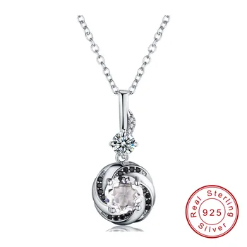 

Black Awn Silver Necklace 925 Sterling Silver Fine Jewelry Trendy Engagement Necklaces for Women Wedding Necklaces Pendants P159