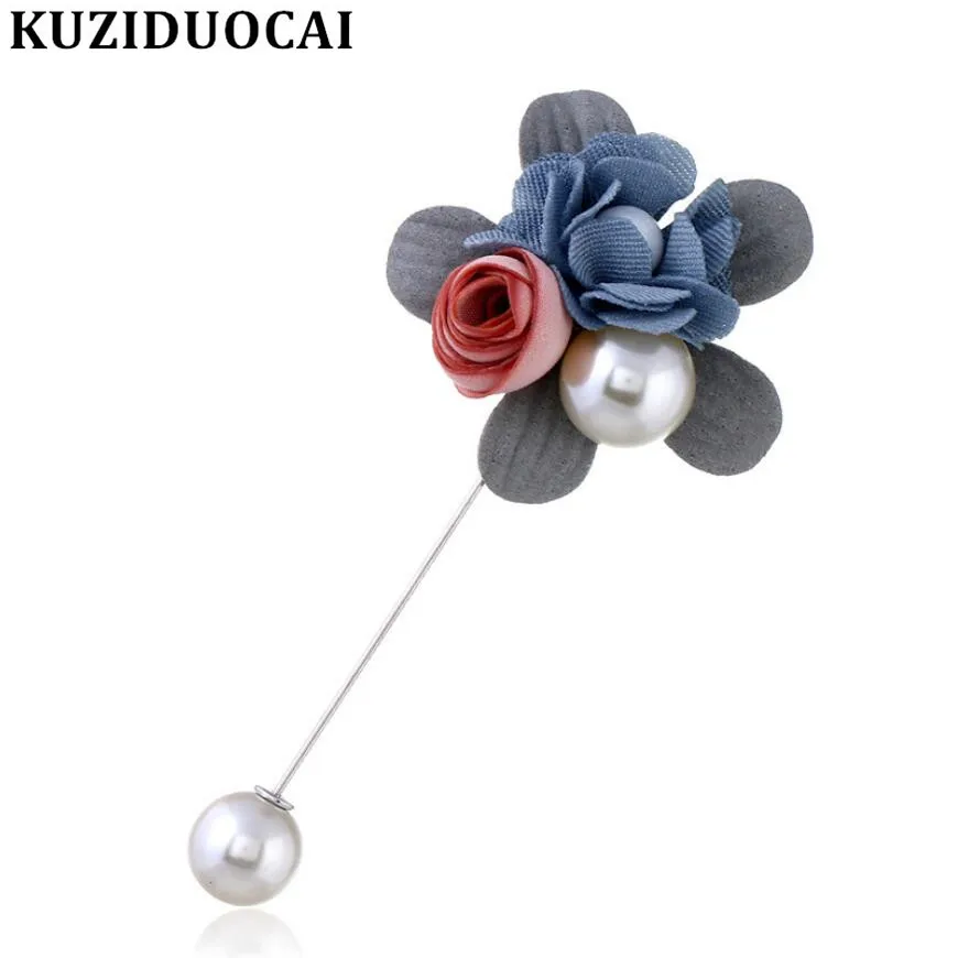 

Kuziduocai New Fashion Jewelry Accessories Pearl Flannel Lace Flowers Dress Hijab Wedding Brooches Pins For Women Girls Z-187