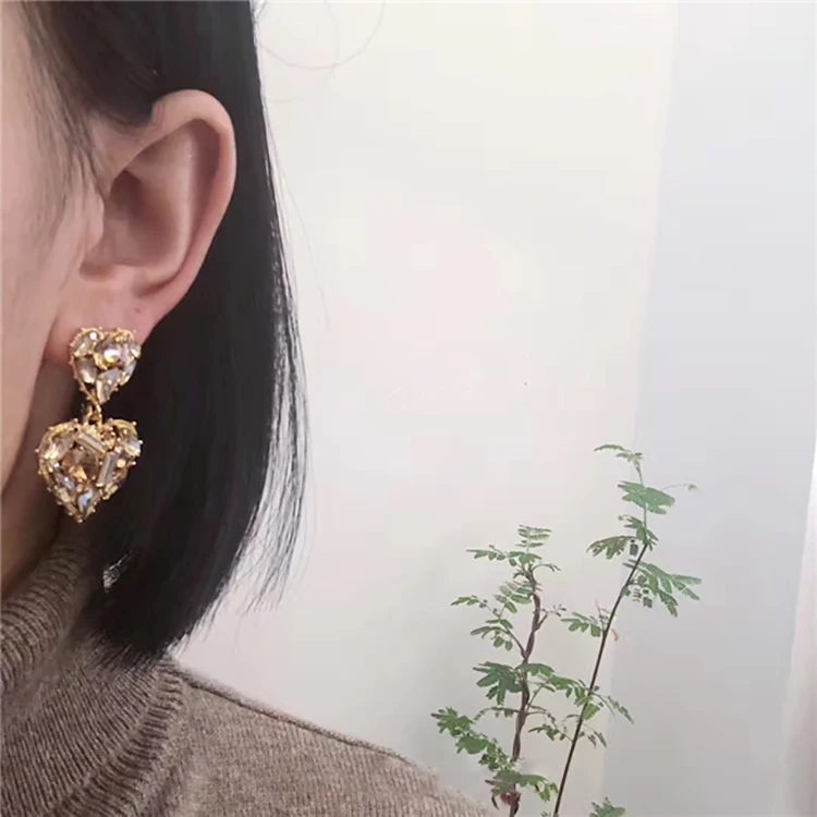 Модные ювелирные изделия корейские винтажные AB стильные блестящие Кристальные Роскошные Асимметричные Висячие серьги для женщин подарок для девушек