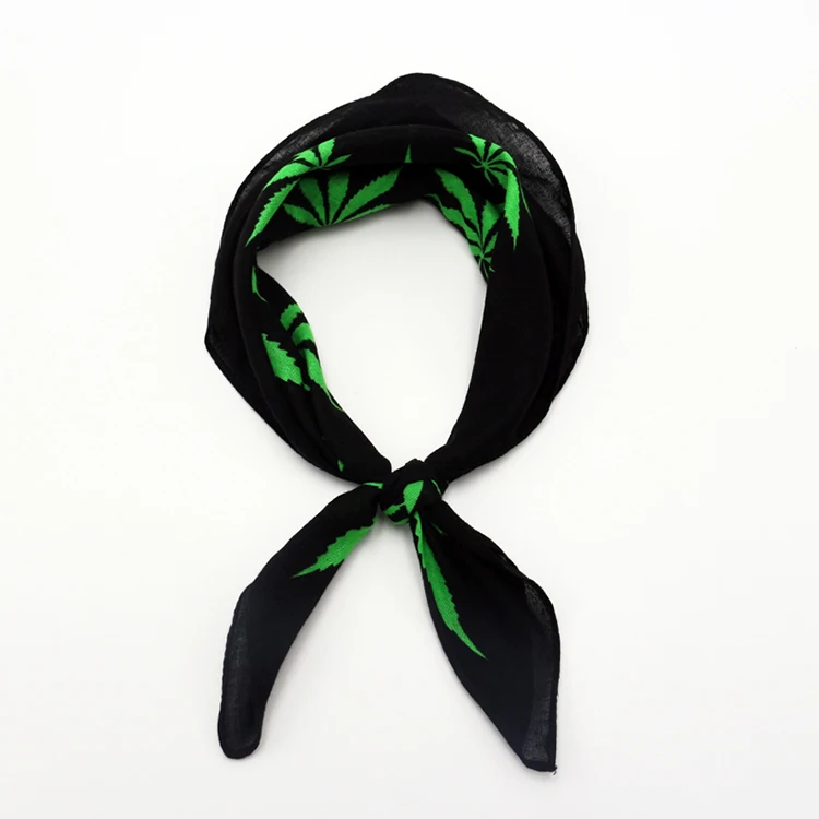 best scarves for men Cotton Bandana Green Leaves Black Hiphop Men Squares Neck Scarf Headband Handkerchief Headwear mens navy scarf