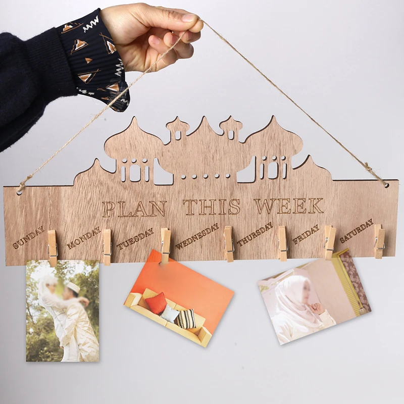 

Plywood + Sliced Birch Board Country Style Memorandum Ramadan Eid Festival Home Hanging Gift Decoration For
