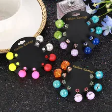 4 пар/компл. Модные Акриловые большой шарик серьги-гвоздики Комплект сережек для женщин заявление ювелирные изделия корейский стиль женские Двухсторонние серьги подарок