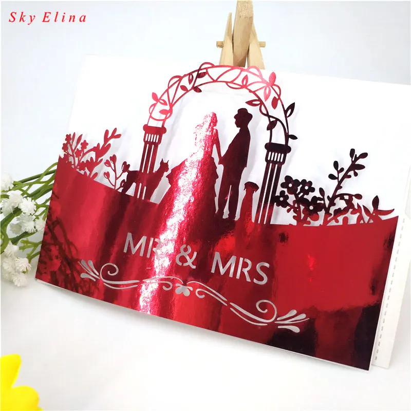 10 шт. свадебные приглашения лазерной резки MR & MRS Белый Элегантный узор Западный