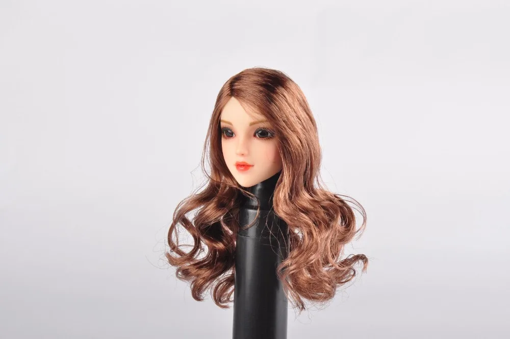 

Lovely Girl 1/6 Female Head Sculpts Model Toys Plague Nation Girl Red Scarf Brown Culy Hair Head Carving F12" Action Figure