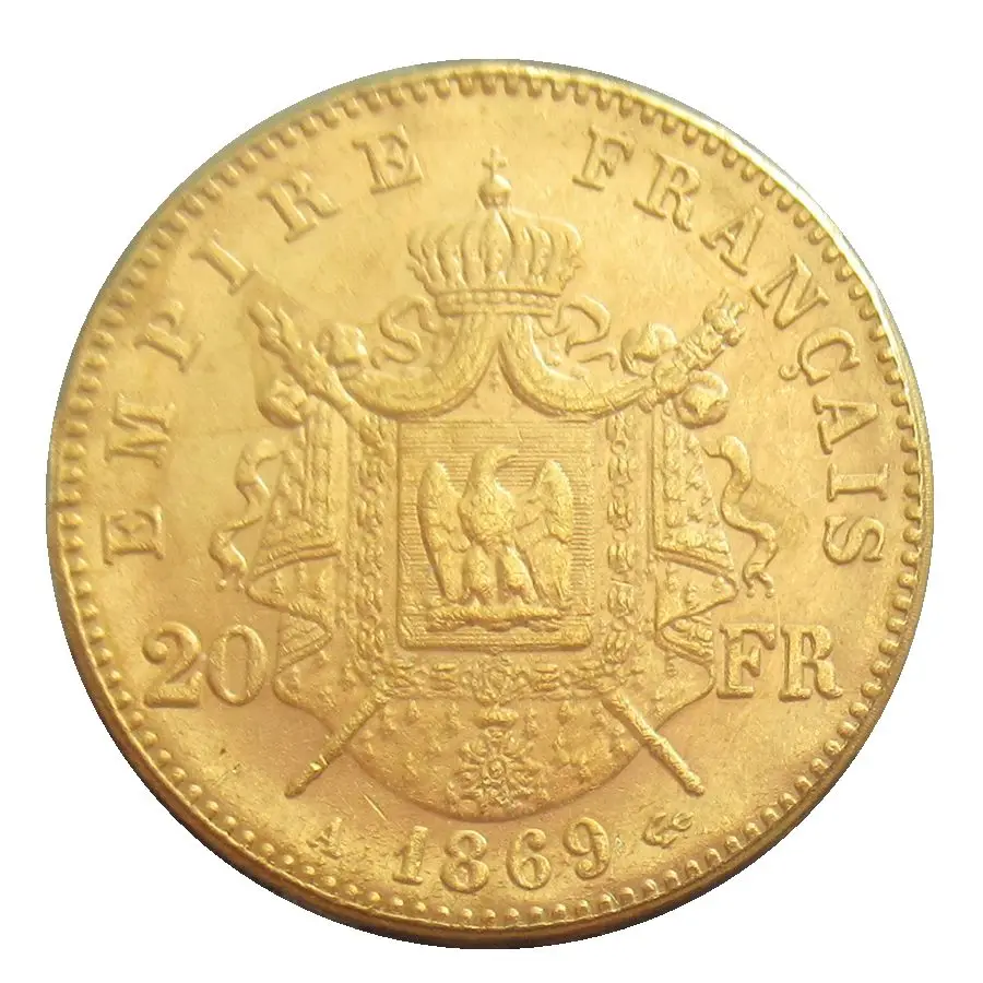 

France 20 Francs 1869A Real Gold Plated Copy Coins