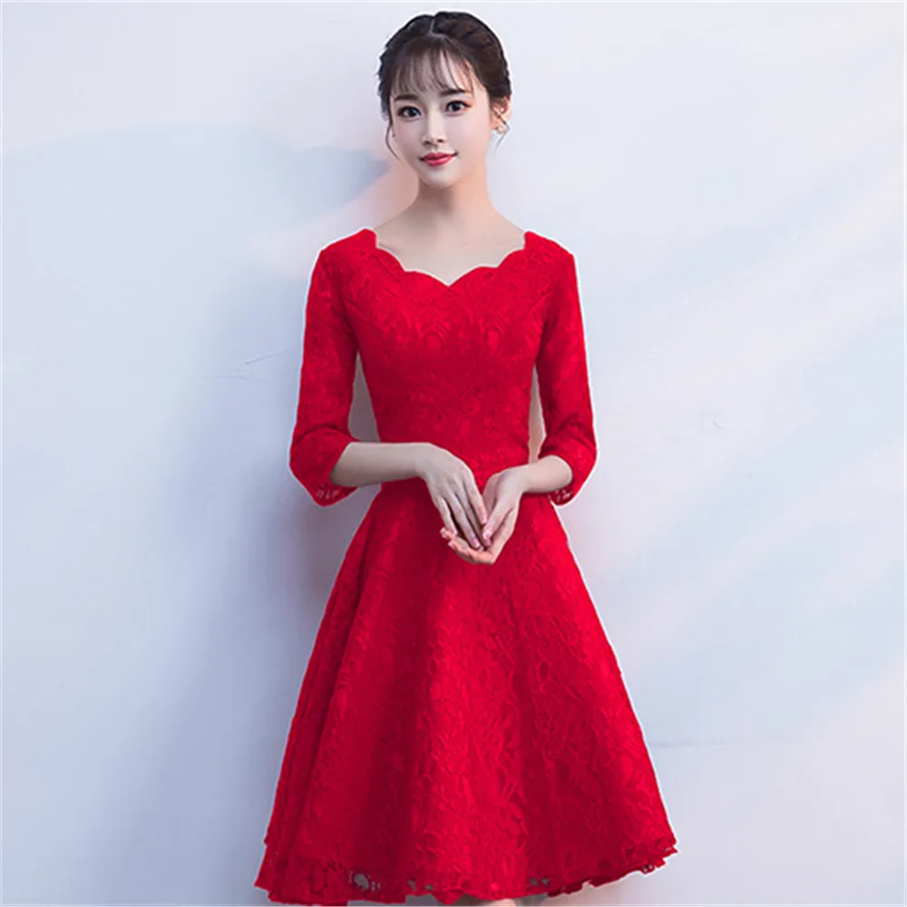 Элегантный стиль, для невесты, для свадьбы Вечерние платья Qipao сексуальные изысканные кружева Cheongsam строгое вечернее платье с расклешенными рукавами Vestidos плюс размер 3XL