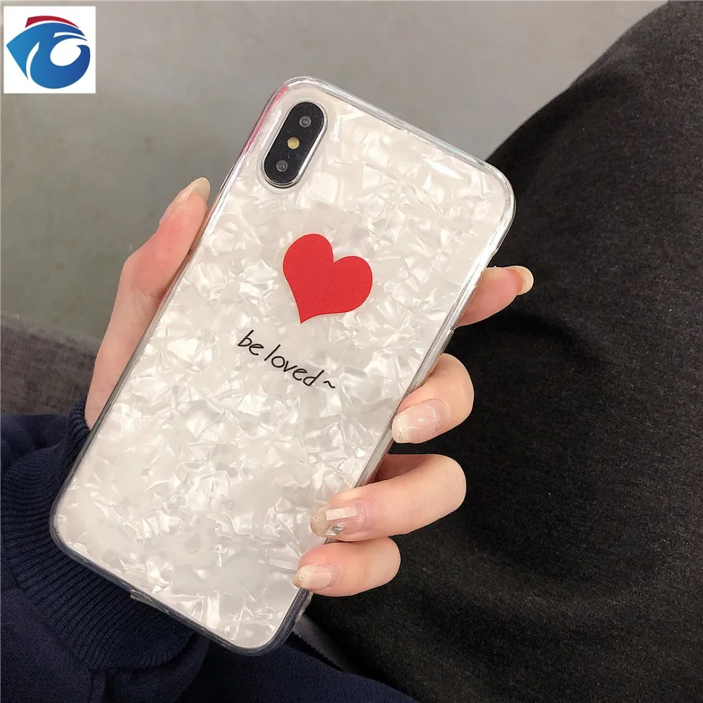 HUANQING  Fashion Lovely kindheart Cell phone case For iPhone 6 6s 7 8 Plus X XR XS Max Glitter shell Soft Phone Case 6
