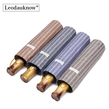 

Strong Fashion Big Windproof Men Gentle Folding Bamboo Handle Fully Automatic Rain High Quality Pongee Umbrella Women Z645