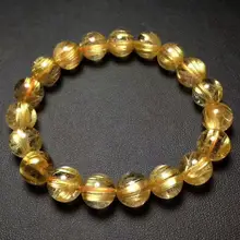 Натуральный золотой Титан рутилированный кварт бисер кристаллы браслет AAAA 10,8 мм