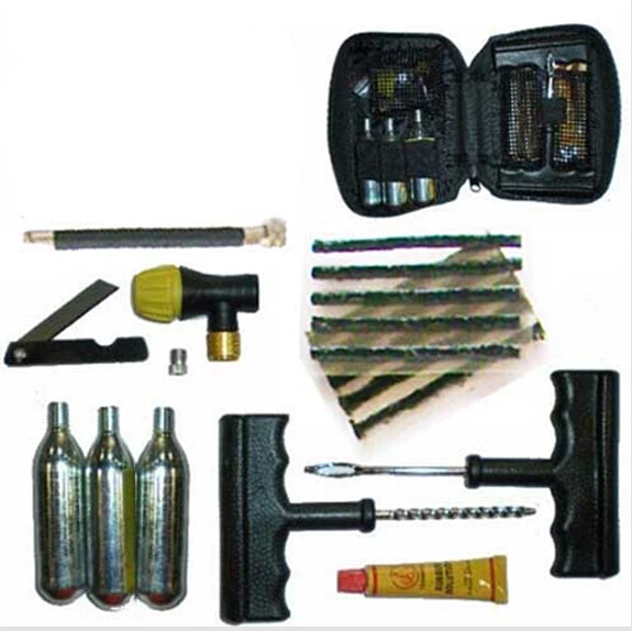 car Tire Puncture Repair Inflation Inflator Tool Kit+CO2 for Motorcycle
