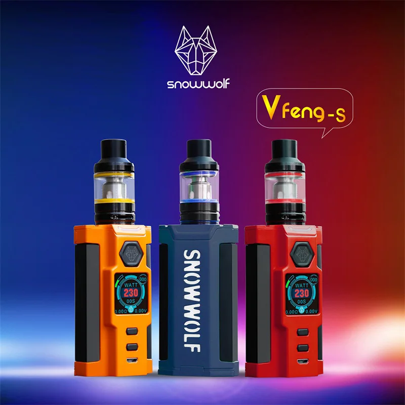 

Snowwolf Vfeng-S Kit Sigelei Box Mod Kit 230w Vape Mod 2.8ml Tank 1.30 inch TFT color screen Vfeng S e cigarette Kit
