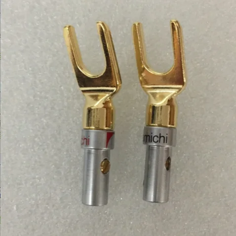 20 Pcs Copper Speaker Cable Spade Connector Terminal Plug Gold Plated Adapter UE