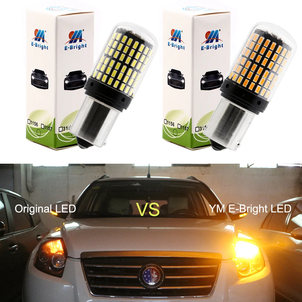 

YM E-Bright 2PCS 1156 P21W BA15S PY21W BAU15S 7507 Auto LED Canbus 3014 Error FREE Car Lights 12V NO Hyper Flash Amber White Red