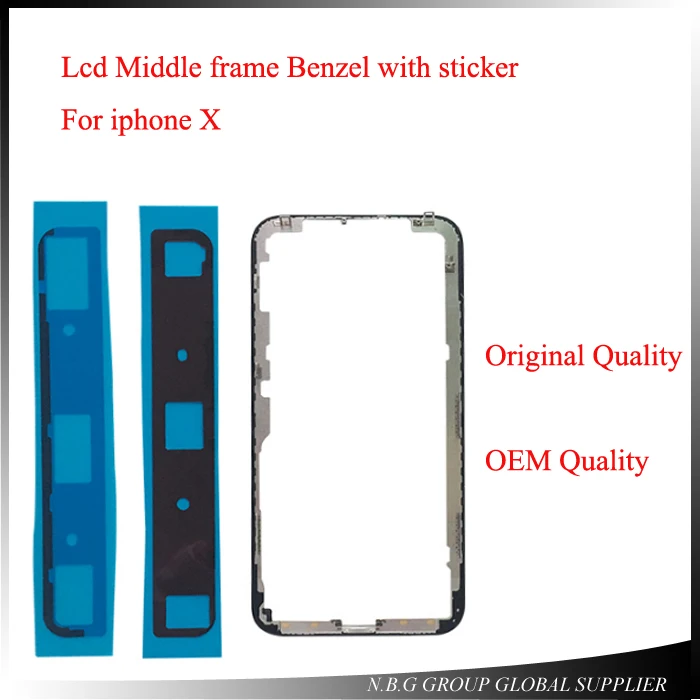 

10pcs/lot Original Bezel Chassis Middle Frame For iPhone X Front Glass 5.8" Touch Screen Lens Outer Panel Cover LCD Display