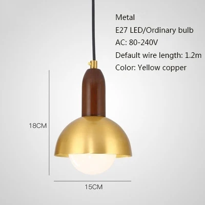 Nordic простой латунь одна осветительная головка, E27 подвесная Светодиодная лампа в простом стиле для гостиной, спальни, прикроватная ванная комната Кабинет Коридор, ресторан гостиничном номере - Цвет корпуса: F