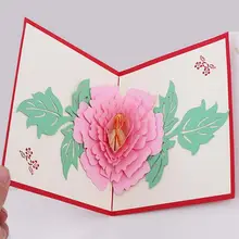 10 шт. трехмерная креативная 3D пион поздравительная открытка Рождественская открытка ручной работы на заказ благословение на день рождения Новогодняя открытка