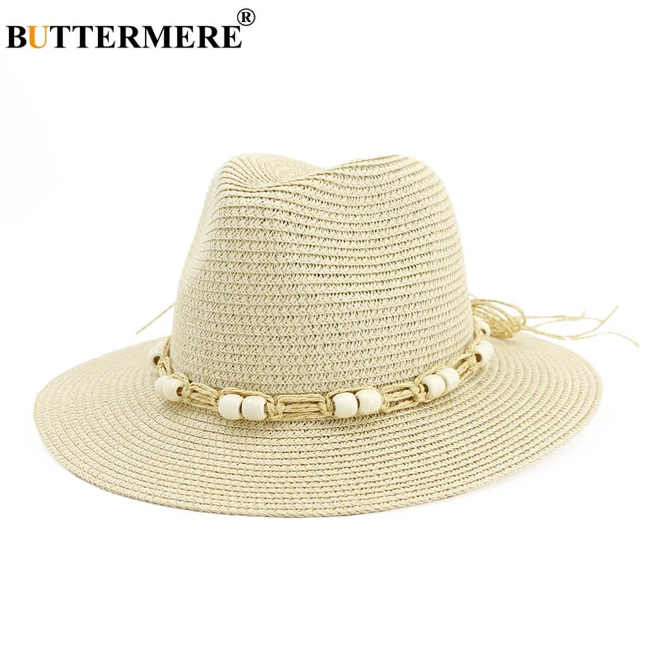 BUTTERMERE женская шляпа лето пляжная шляпа от солнца Дамская Повседневная темно-синяя соломенная шляпа с широкими полями женская шляпа для отдыха модная джазовая Кепка белая