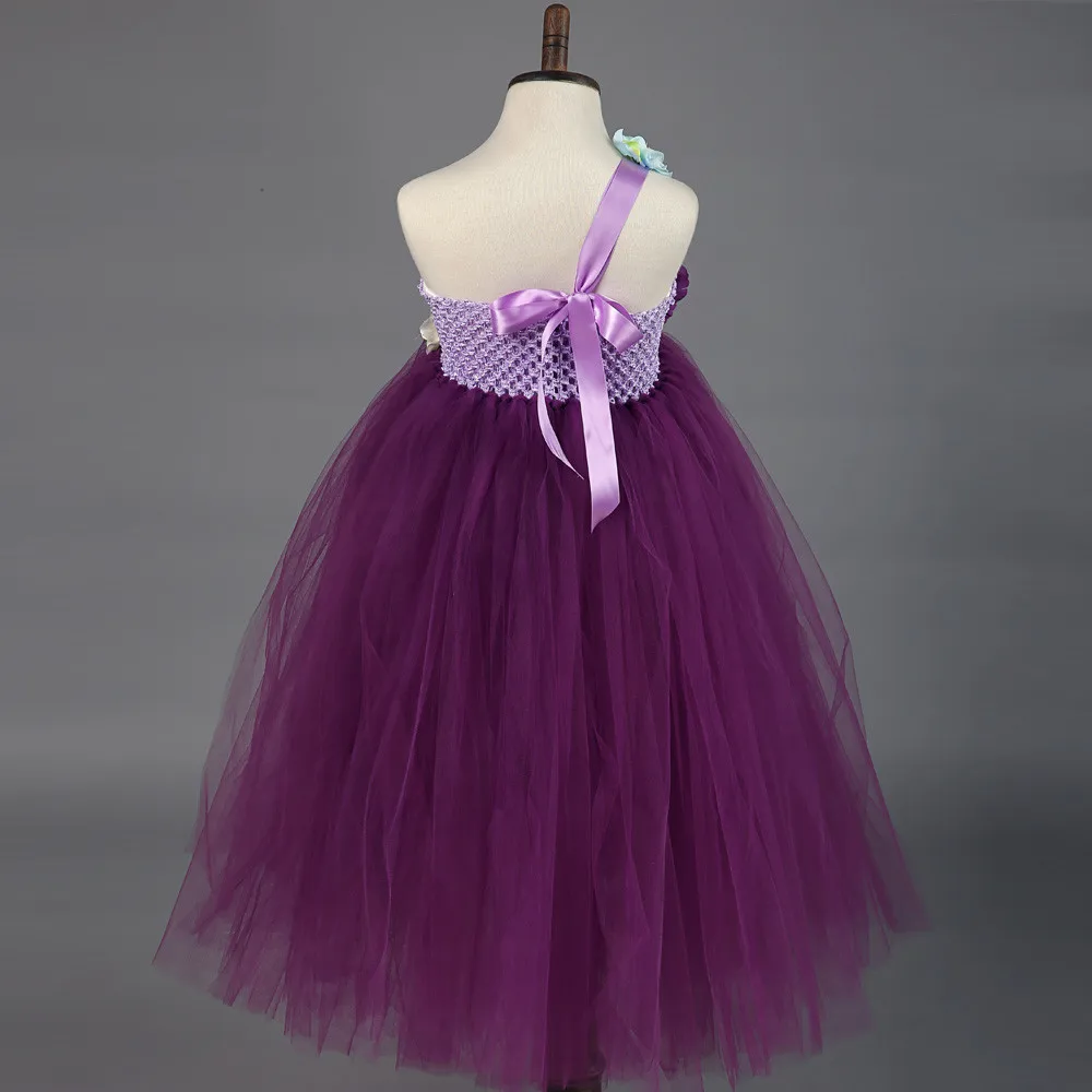 Детская Обувь для девочек Свадебные Платья для девочек на свадьбу слоновая кость, фиолетовый цветок фея платье-пачка принцессы для девочек праздничное платье для детей