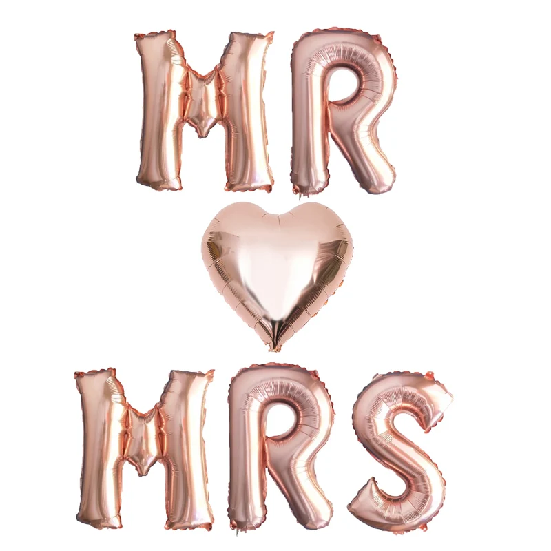 Шары воздушные из фольги с надписью MR и MRS 16 дюймов 6 шт. | Дом сад