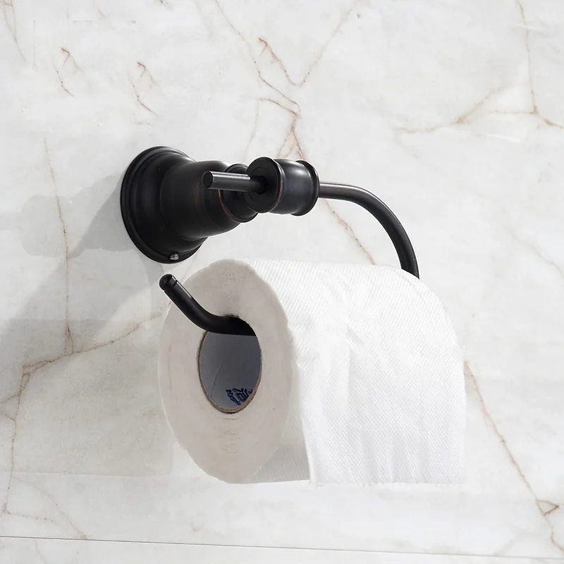 

AUSWIND Classical Zinc alloy uncovered paper frame Black toilet paper rack toilet hardware pendant round base bathroom products