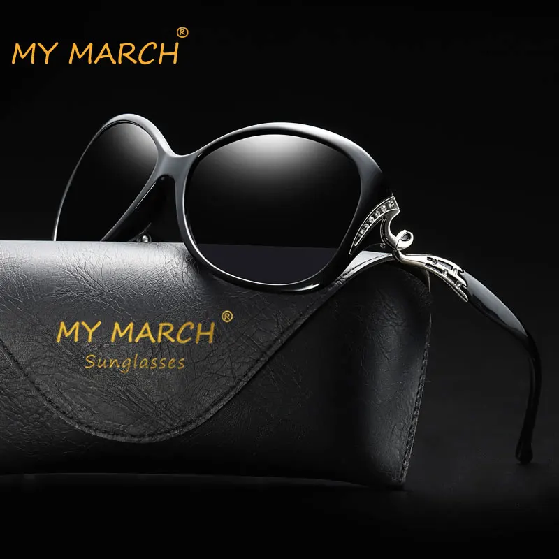 MYMARCH Hot Polarized Sunglasses Women Sunglasses UV400 Protection Fashion Sun Glasses With Rhinestone Sun Glasses Female 2019