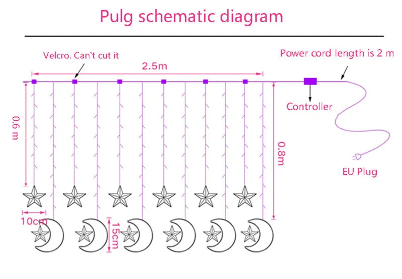 2,5 м 138 светодио дный s moon star сосулька светодио дный занавес Фея Строка Света праздник Рождество для свадьбы дома Вечерние рамадан украшения