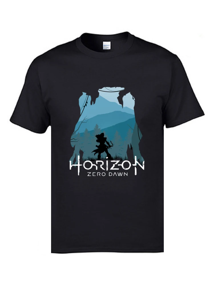 Horizon Zero Dawn 12666 Company Men Tshirts Crewneck Short Sleeve 100% Cotton Tees Design Top T-shirts Wholesale Horizon Zero Dawn  12666 black