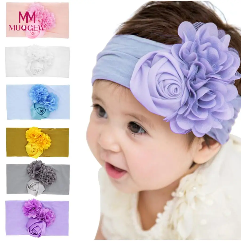 Newborn Toddler Kid Baby Girls Flowers Turban Headband Headwear Accessories