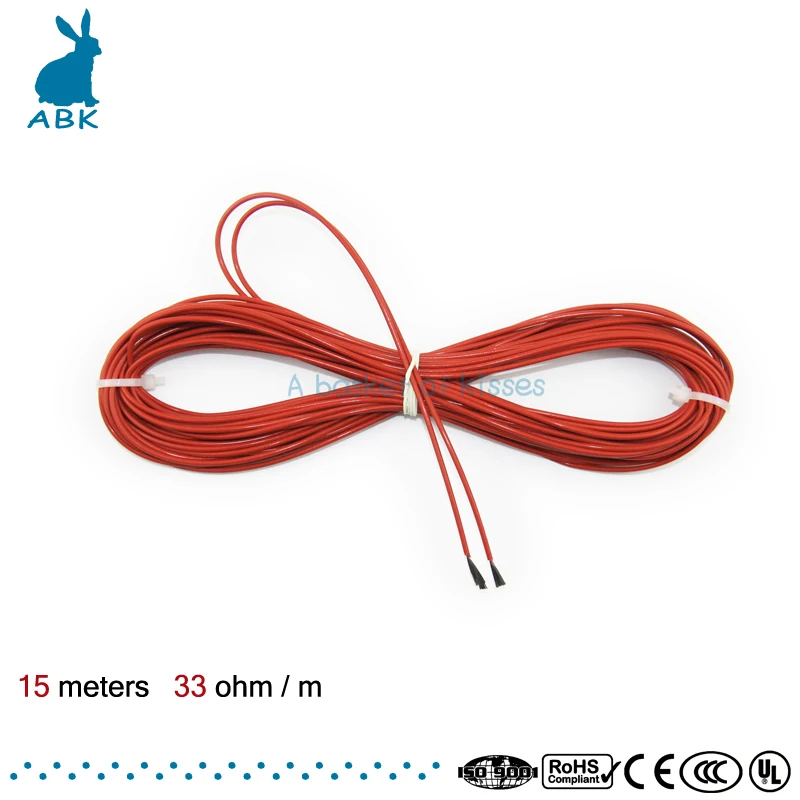 

F12K 15meters 33ohm Teflon PTFE Carbon fiber Heating cable heating wire High quality low cost Infrared heating wire